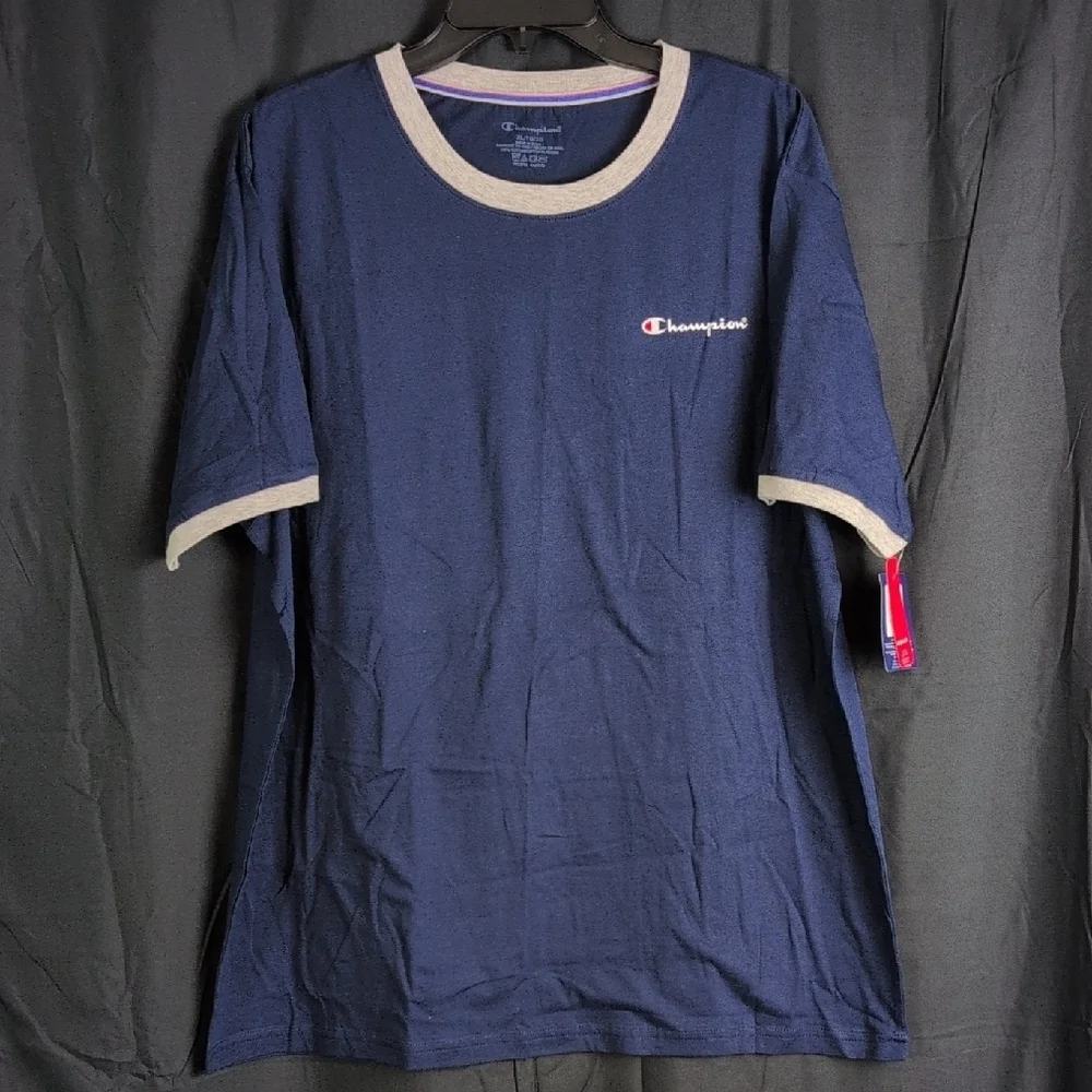 Champion Blue Short Sleeve Tee with Crew Neck and Sporty‎ Style Sleep Shirt. XL. - Picture 3 of 6